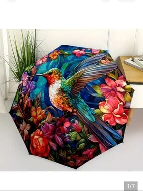 🆕️🐦☔️COLOUR BURST HUMMINGBIRD & FLORAL COMPACT UMBRELLA☔️🐦